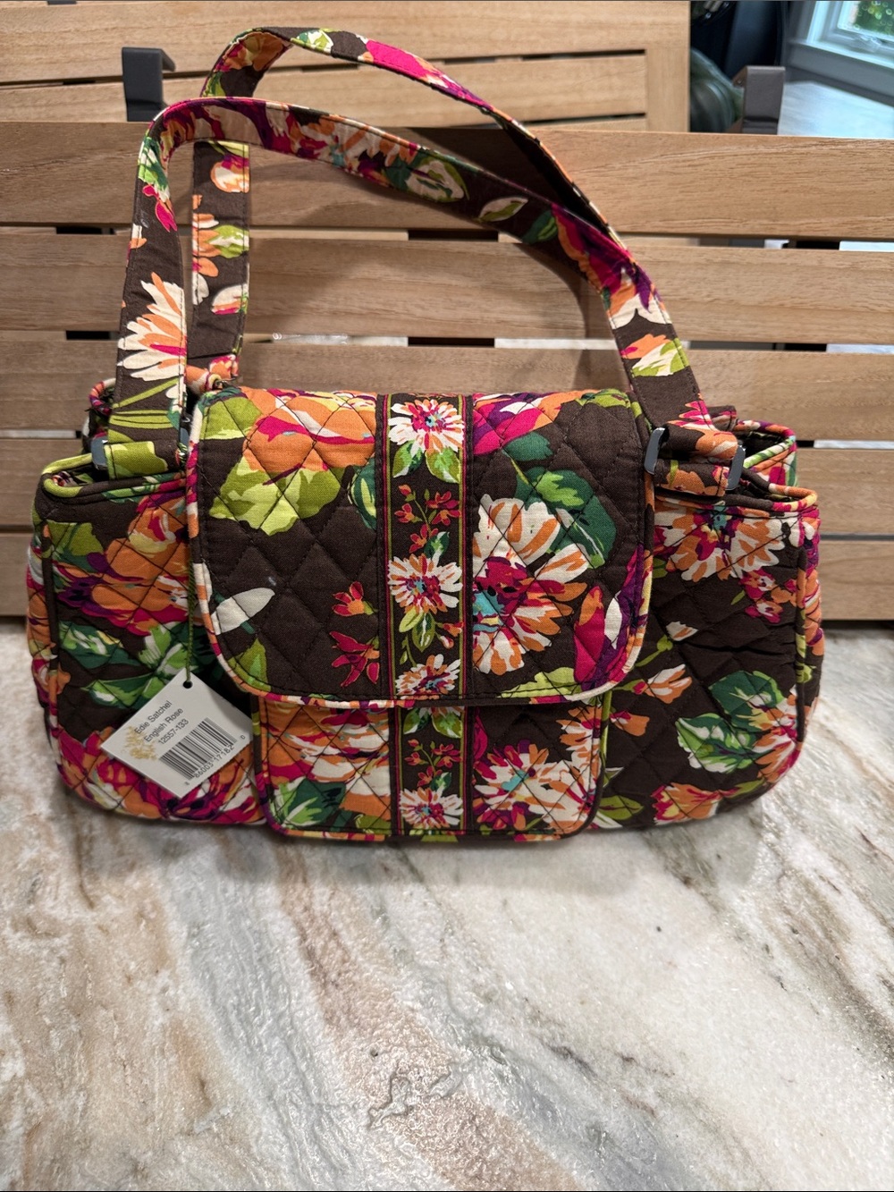 Vera Bradley Edie Satchel in Retired English Rose Pattern NWT